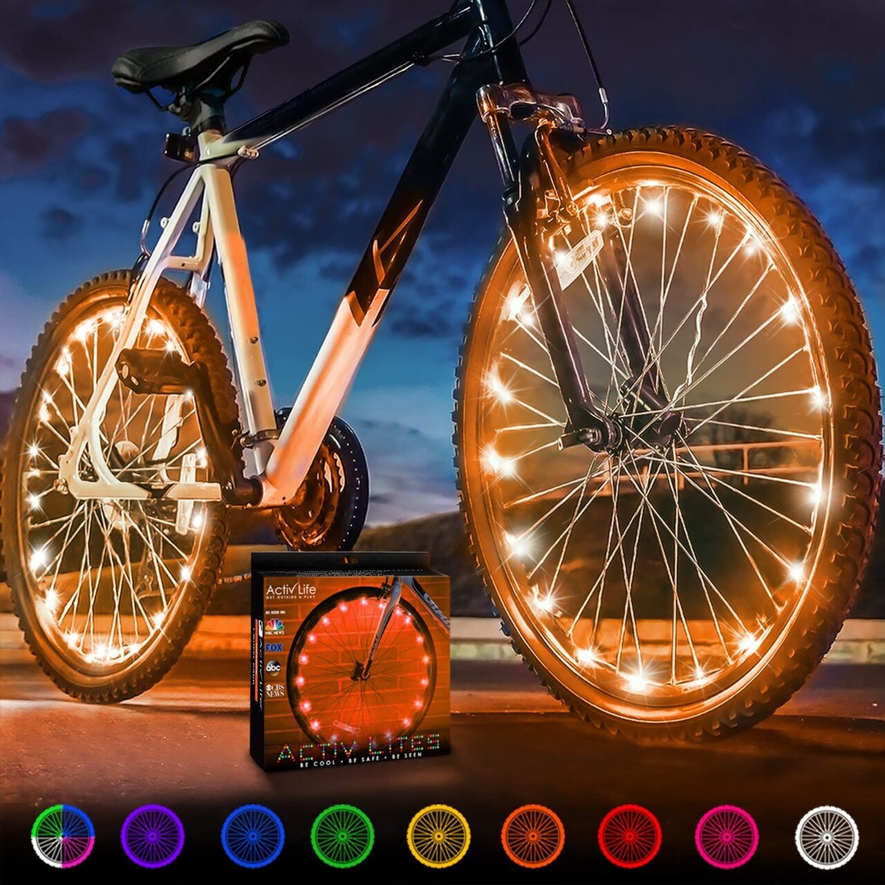 Activ Life Bicycle lights (2 Tires, Orange) Best 7 year old boy gifts. Top Birth Day Gifts for Women & Summer 2024 Presents for Girls. Best Unique Beach Ideas for Her Wife Mom Friend Sister